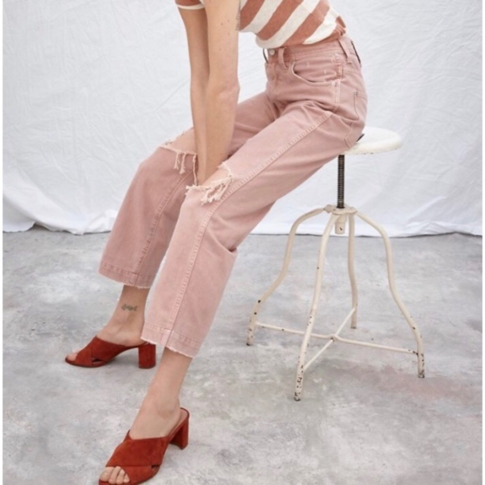 Madewell  X Where I was from crop pink jeans NWT